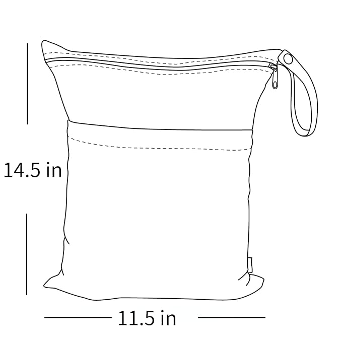 ALVABABY 2pcs Cloth Diaper Wet Dry Bags Waterproof Reusable with Two Zippered Pockets Travel Beach Pool Daycare Soiled Baby Items Yoga Gym Bag for Swimsuits or Wet Clothes LX-YX8688