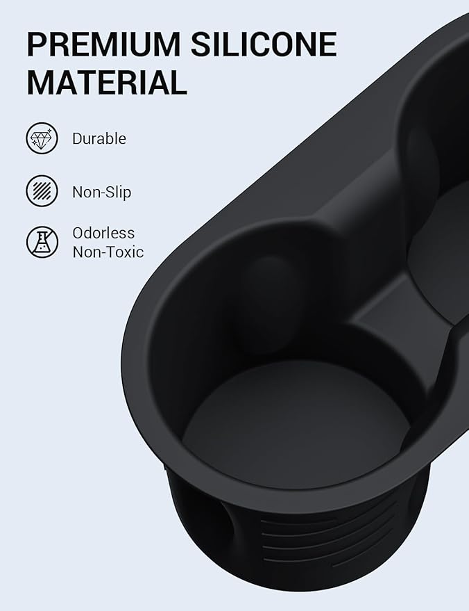 Motrobe Cup Holder Insert for 2025 2026 Tesla Model Y Juniper 2024 2025 2026 Model 3 Highland Anti-Shake Silicone Console Cupholder Tesla Accessories (Standard/Premium/Performance)