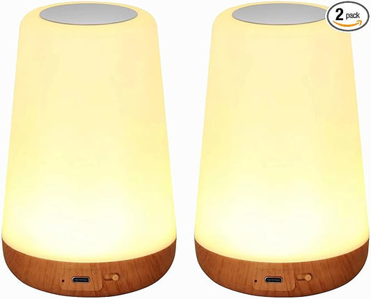 2-Pack LED Bedside Touch Desk Light,Small Night Light, Portable Desk Edge Light with 13 RGB Colors, Night Light for Bedroom/Nursery/Bathroom/Hallway/Outdoor/Living Room