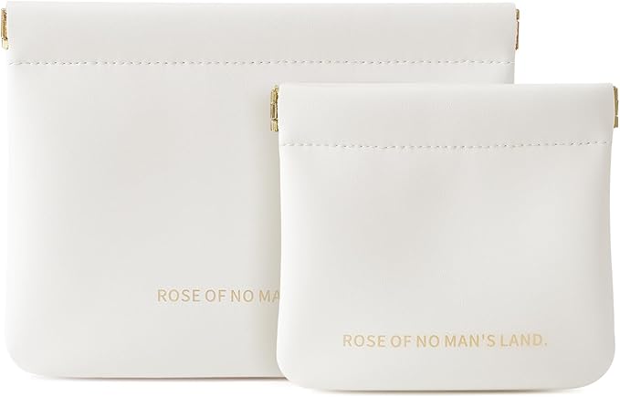 2pcs Small Pouches for Purse, Self-closing Mini Makeup Bag, Organosilicon Super Fiber Leather Coin Purse for Women Travel Pouch Small Cosmetic Bag| Lipstick, Jewelry, Change, Card (Cream)