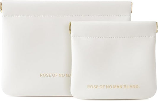 2pcs Small Pouches for Purse, Self-closing Mini Makeup Bag, Organosilicon Super Fiber Leather Coin Purse for Women Travel Pouch Small Cosmetic Bag| Lipstick, Jewelry, Change, Card (Cream)