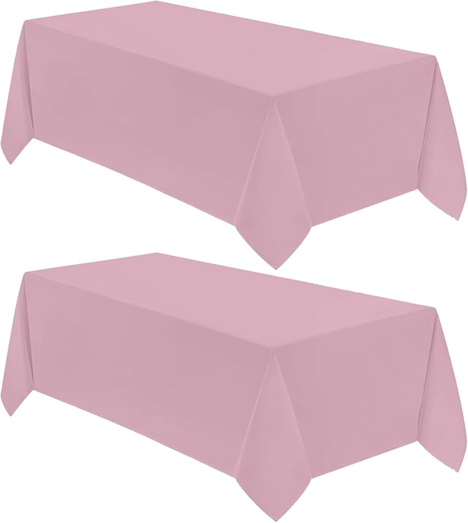 VidaFete Tablecloth 2 Pack 90 * 156inch Rectangle Table Cloth Polyester, Stain Wrinkle Resistant Polyester Dining Table Cover for Kitchen Dining Party Wedding Rectangular Buffet Decoration (Pink)