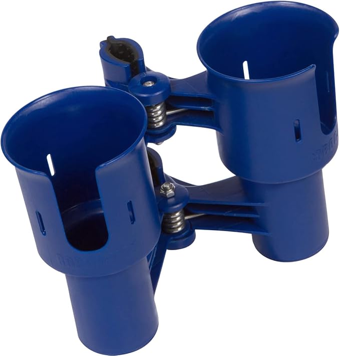 ROBOCUP, (Navy), Patented Boat Cup Holder, Clamp on Portable Storage Caddy Securely Holds 2 Drinks, Fishing Poles, Tools, Marine Gear | Perfect for Boating, Beach Umbrellas, Golf Carts
