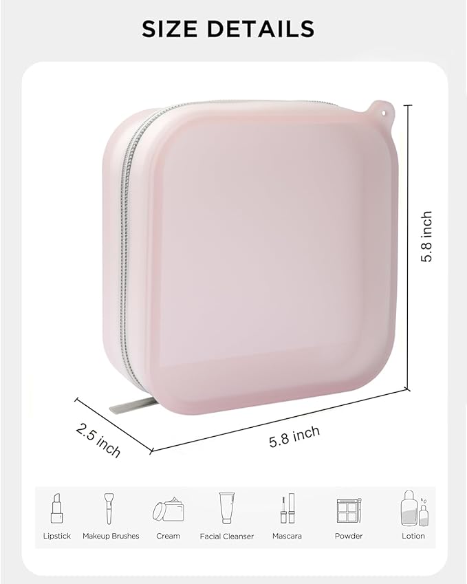 Small Clear Silicone Pouch, Mini Makeup Travel Bag Cute Make up Pouch for Purse Portable Cosmetic Case Clear Toiletry Bag for Women Coin Purse Compact Car Bag for Essentials