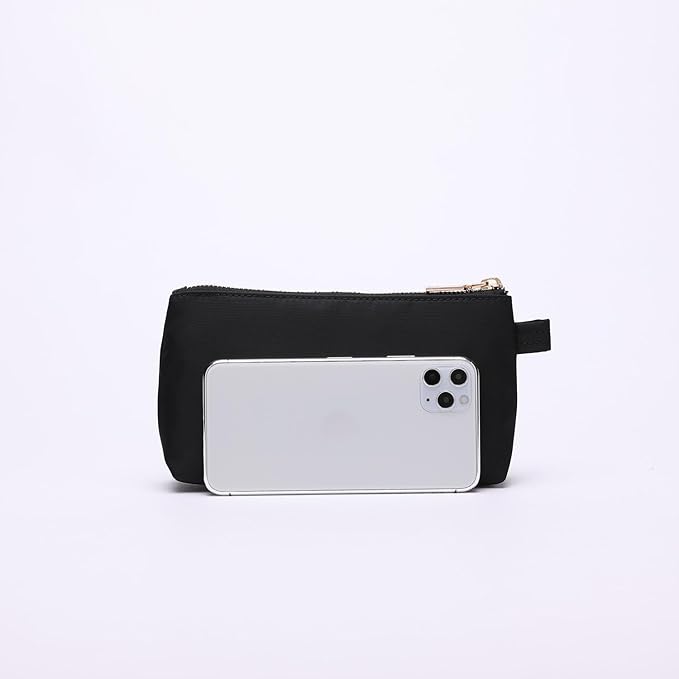 Travel Toiletry Bag for Women Cosmetic Bag with two Dividers Portable Makeup Bag Organizer (Nylon/Black)