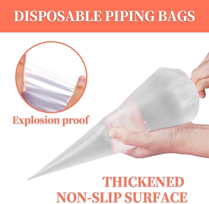 24 Inch Extra Large Piping Bags Disposable,50 Pack Thick Pastry Bags with 6 Bag Ties, Heavy Duty Icing Bags for Frosting,Cream and Pastry Filling,Cake Decorating bags