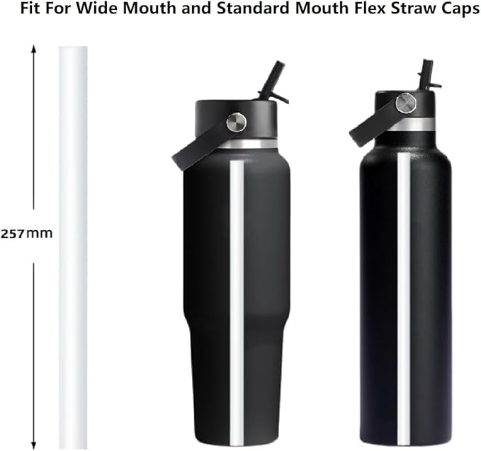 Straws Replacement Compatible with Hydro Flask Water Bottle 32oz,40 Oz -For Hydroflask Tumbler Press In Straw Lids,8 BPA- Free Long Straws,2 Straw Brushes
