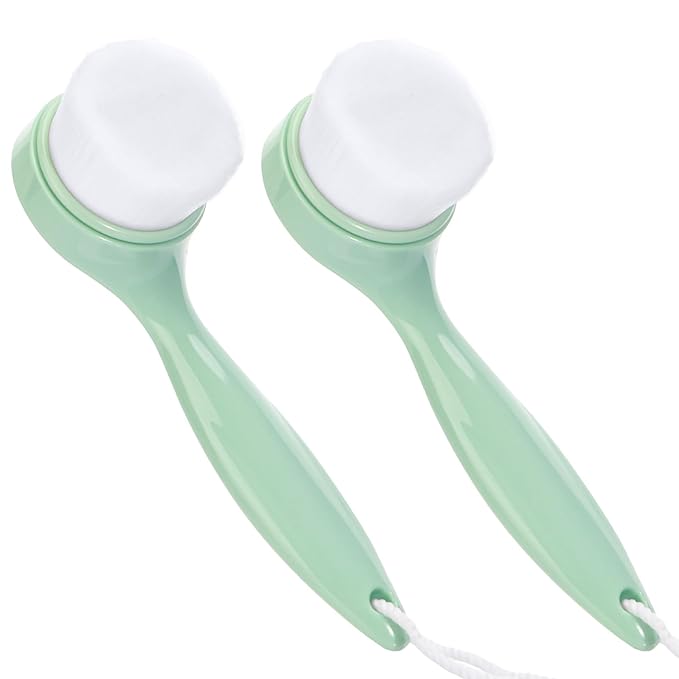 2 Pack Soft Bristle Facial Cleansing Brush for Deep Pore Cleaning, Face Exfoliating Scrub Brush for Face Cleansing Skincare Massaging,Green