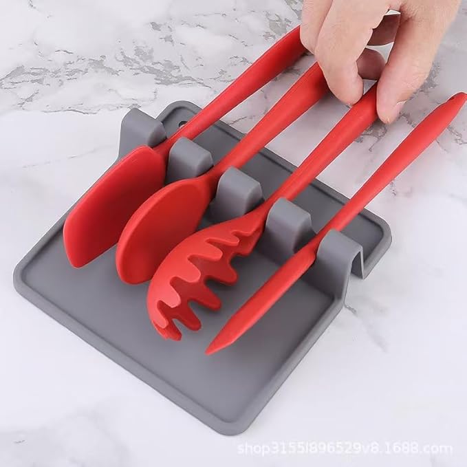 2 Pack Silicone Utensil Rest with Drip Pad, Upgrade Hanging Design, Heat-Resistant, BPA-Free Spoon Rest for Stove Top, Kitchen Utensil Holder for Spoons, Ladles, Tongs & More