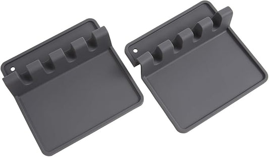 2 Pack Silicone Utensil Rest with Drip Pad, Upgrade Hanging Design, Heat-Resistant, BPA-Free Spoon Rest for Stove Top, Kitchen Utensil Holder for Spoons, Ladles, Tongs & More