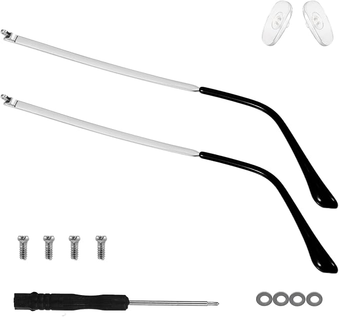 1 Pair Glasses Repair Kit with Screws Arm Replacement Sunglass Parts Arms Screw Glass Screwdriver Eyeglass Legs Temples(Silver)