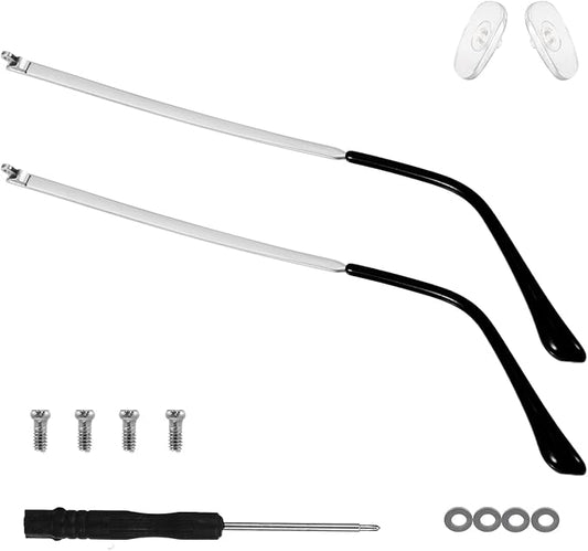 1 Pair Glasses Repair Kit with Screws Arm Replacement Sunglass Parts Arms Screw Glass Screwdriver Eyeglass Legs Temples(Silver)
