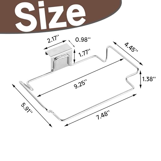 Metal Trash Bag Holder for Kitchen,Office,Dorm Room,Hanging Trash Can, Under Cabinet Hanger Rack,Space Saving Garbage Hook,Bag Holder for Plastic Bags (Silvery, 9.3 * 5.9'')