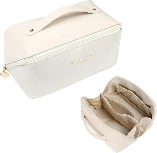 Travel Makeup Bag,Large Capacity Cosmetic Bags for Women,Waterproof Portable Pouch Open Flat Toiletry Bag Pattern Makeup Bag