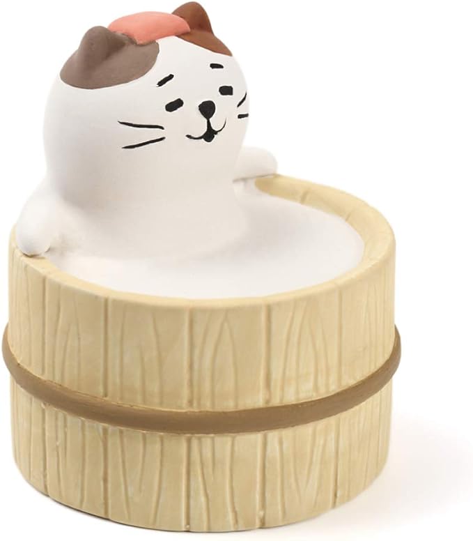 Aroma Ceramic Stone Diffuser [Japan Import] Aromatherapy Essential Oil Diffuser, Non Electric, Passive, Unique, Cute, Animal, Design for Women, Men, and Gifts (Bathing Cat)