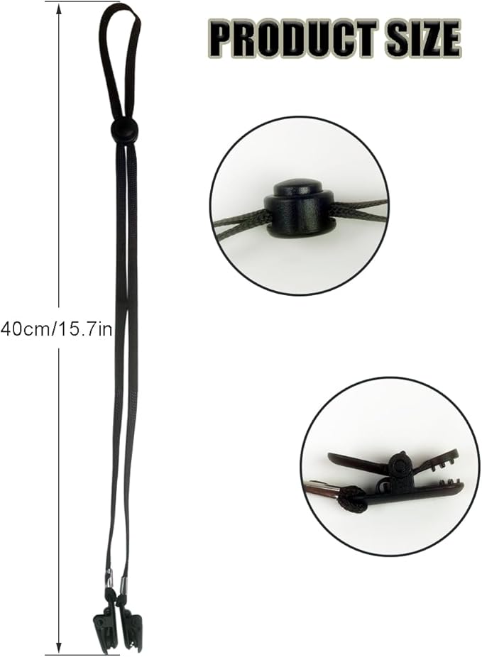 Hat Strap 2PCS, Adjustable with Clips, Very Suitable for Outdoor Activities, Anti-Lost and Anti-Wind (Black)