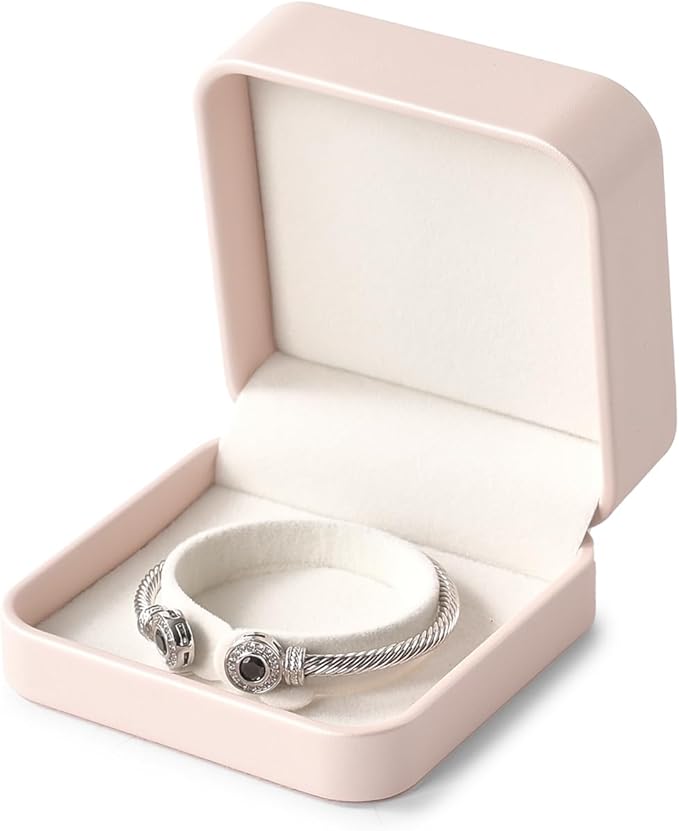 Oirlv Luxury Leather Bracelet Gift Box Bangle Box Jewelry Case Storage Case Organizer Holder(Pink)