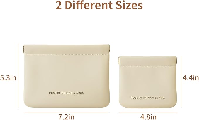 2pcs Small Pouches for Purse, Self-closing Mini Makeup Bag, Organosilicon Super Fiber Leather Coin Purse for Women Travel Pouch Small Cosmetic Bag| Lipstick, Jewelry, Change, Card (Beige)