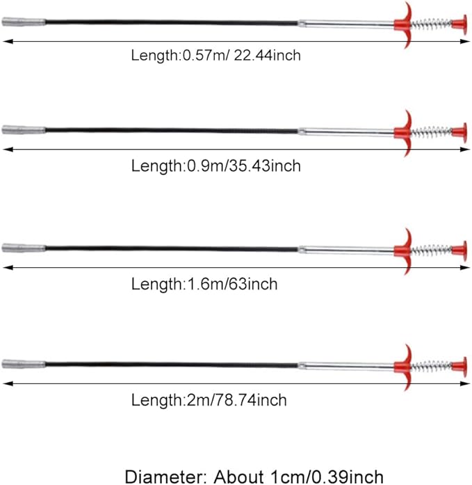 22.44 inch Grabber Reacher Tool, Flexible Grabber Claw Pick Up Reacher with 4 Claws Drain Snake Hair Drain Clog Remover Tool, for Shower, Toilet, Kitchen Sink & Tub(Size:0.57m)