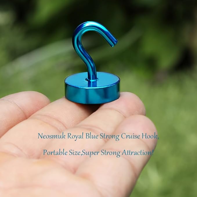 Neosmuk Magnetic Hooks, Cruise Ship Essentials, 40lb+ Heavy Duty Magnetic Hooks for Cruise Cabins, Refrigerator, Grill, Hanging, and Travel | Extra Strong Must-Haves Magnet Hook,RoyalBlue,Pack of 20