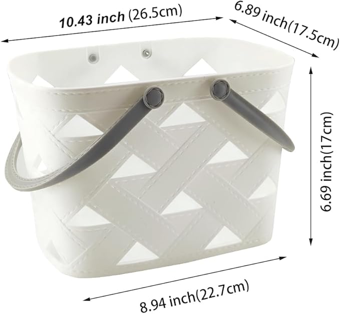 Portable Shower Caddy 2 Pack, Tote Plastic Storage Basket with Handle Shelf Organizers Bin for Bathroom, College Dorm, Kitchen, Garden, Camping, Cleaning Supplies (White 1 pcs)