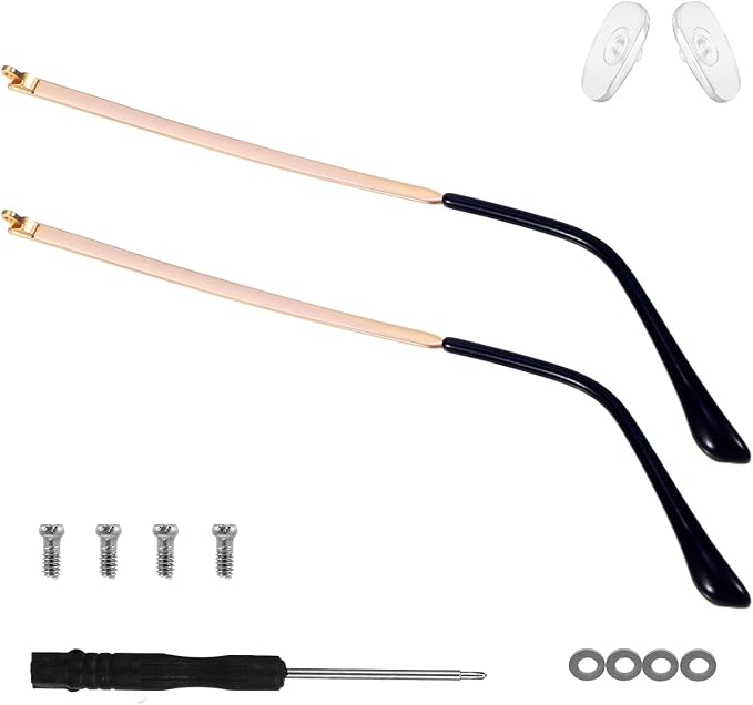 1 Pair Glasses Repair Kit with Screws Arm Replacement Sunglass Parts Arms Screw Glass Screwdriver Eyeglass Legs Temples(Golden)