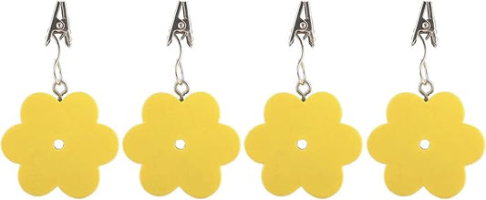 TwoFish Home Set of 4 Yellow Flower Resin Table Cover Tablecloth Weights Clips Handicraft Yellow Flower Tablecloth Clamps Pack of 4