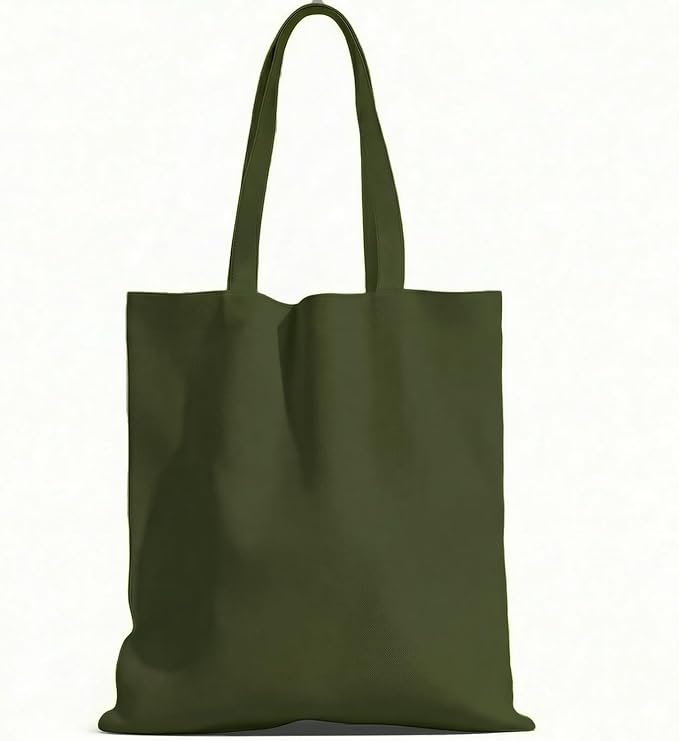 1 Pack Available Premium Canvas Reusable Tote Gift Bags,Made of Natural Canvas with Handle,Work,DIY,Shopping(Olive Green)