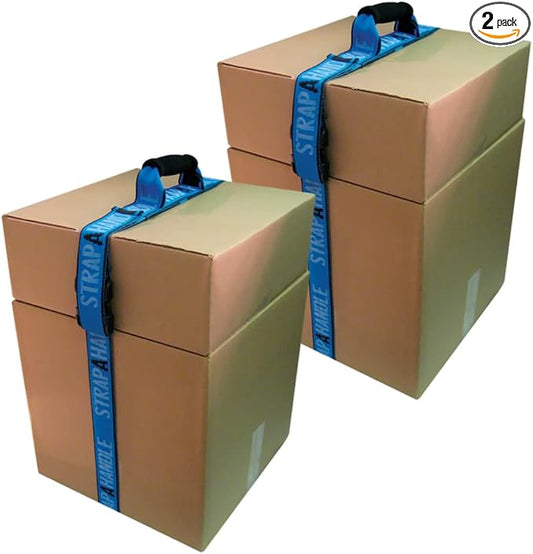 6' Carry Strap with Handle | 2-Pack | Adjustable Belt | Easy, Safe, Secure, Lifting, Moving, Carrying Heavy Boxes, Groceries | Best Luggage Strap (Strap-A-Handle 2 Pack - 6ft. Length, 40lb. Capacity)