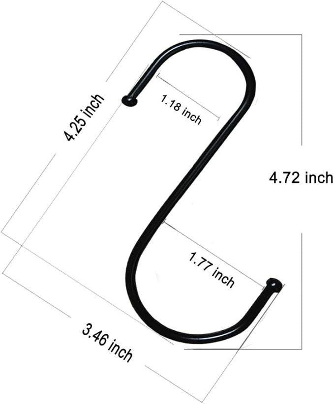 10 Pack 4.7 Inches Extra Large S Shape Hooks Heavy-Duty Metal Hanging Hooks Apply Kitchenware Bathroom Utensils Plants Towels Gardening Multiple uses Tools(Black)