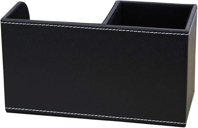 KINGFOM Desk Organizer Office Supplies Caddy Pu Leather Multi-function Storage Box Pen/Pencil,Cell phone, Business Name Cards Remote Control Holder Black