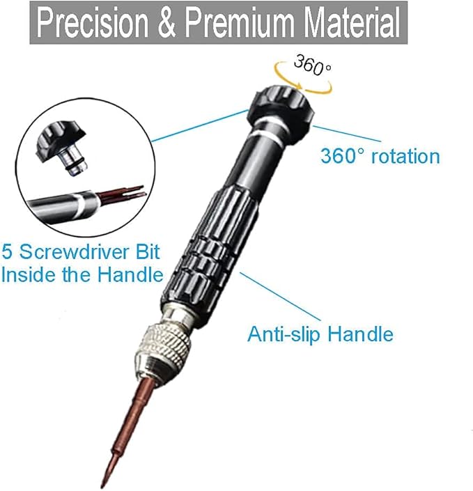 Eyeglass Repair Kit，5-in-1 Multifunctional Small Screwdriver(T6 Torx, T5, 1.5, -2.0, star0.8) & 3-in-1 Mini Keychain Screwdriver Kit for Cellphone, Glasses, Electronics, Watch, Laptop, Jewelry