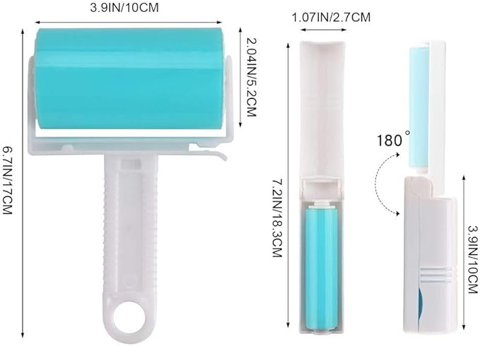 Washable Gel Lint Roller 4 Pack, Reusable Sticky Lint Roller Portable Dog Cat Pet Hair Remover Brush for Clothes, Pet Hairs, Travel Household, Car Seats