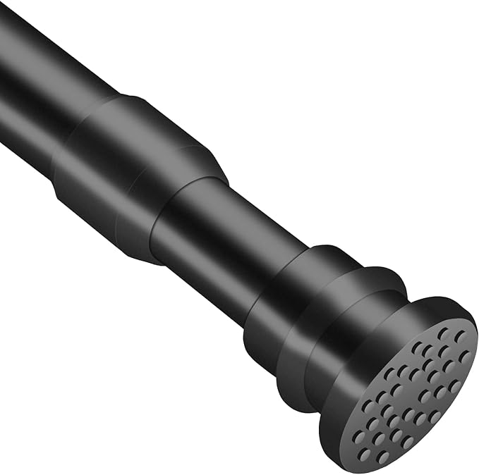 Small Tension Curtain Rods 16 to 28 Inches, Adjustable Expandable Short Shower Rod Non-Slip Non Drill Spring Tension Rod for Windows, Closet, Kitchen, Black