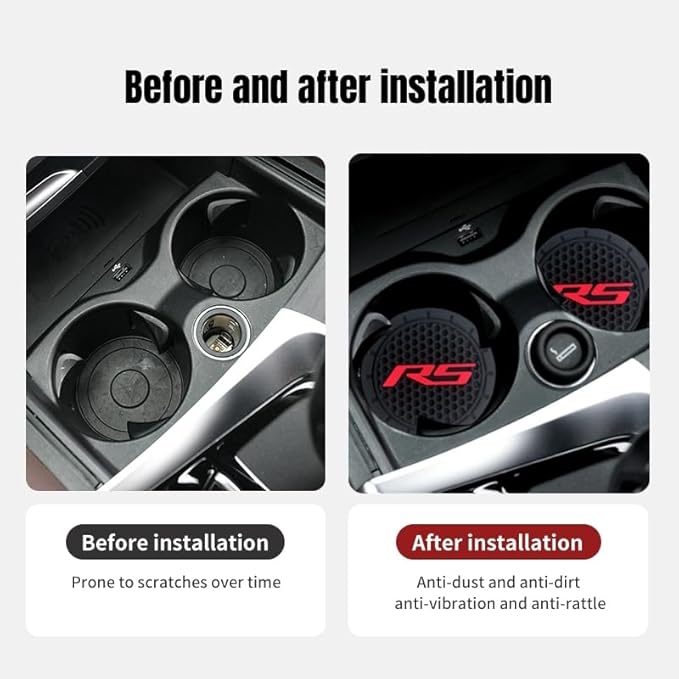 2Pcs Car Cup Holder Coaster for Camaro RS Accessories Auto Anti Slip Cup Holder Insert Coaster Car Interior Accessories (RS)
