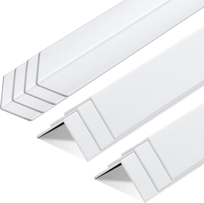 Sasylvia 10 Pcs Wall Corner Protector Guards, Vinyl 1-1/8 x 36 Inches Corner Trim Molding, Avoid Scratching Scuffs, Ease Install and Cleaning for Door Countertop Furniture Cabinet Protection, White