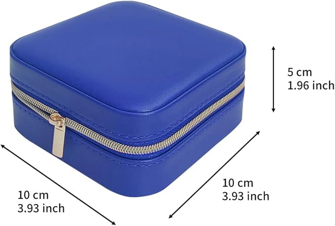 Jewelry Travel Case with Mirror,Small Travel Jewelry Organizer, Portable Jewelry Box Travel Mini Organizer Portable Display Storage Box For Rings Earrings Necklaces (NavyBlue)