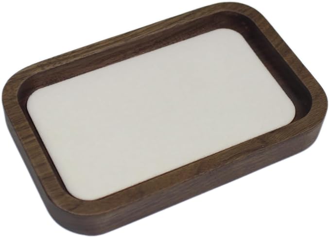 Walnut Solid Wood Square Jewelry Display Tray for Elegant Presentation of Your Finest Pieces, Perfect for Personal Use Men Gift White