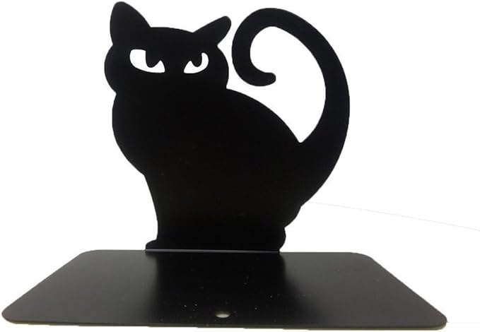 Winterworm Cute Vivid Lovely Persian Cat Nonskid Thickening Iron Metal Bookends Book Organizer for Library School Office Home Study Desk Organizer (Black)