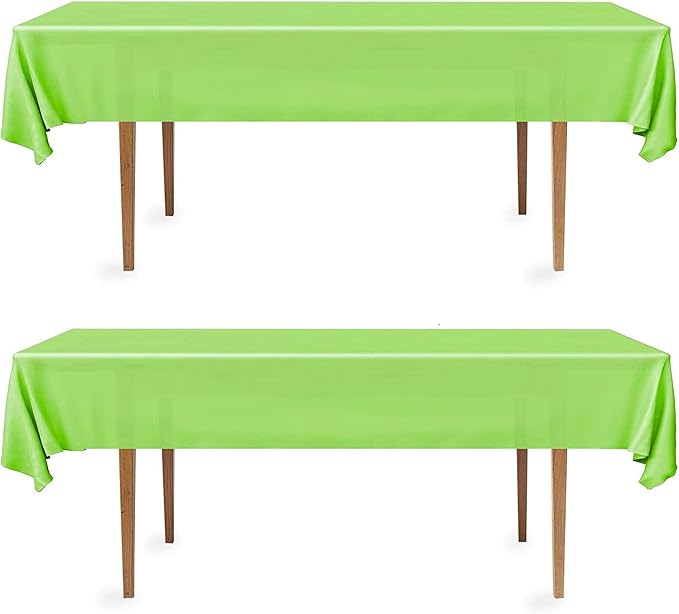 DecorRack 2 Rectangular Tablecloths BPA-Free Plastic, 54 x 108 inch, Dining Table Cloth, Rectangle Table Cover for Parties, Picnic, Camping and Outdoor, Disposable or Reusable, Lime Green (2 Pack)