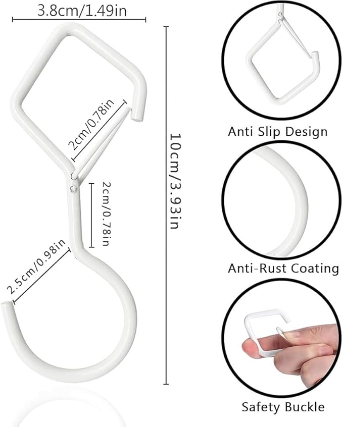 S Hooks Anti Drop Diamond Hooks 12 Pack White Shelf Closet Hanging Clips with Safety Clasp for Plants Kitchen Pot Hat Bag