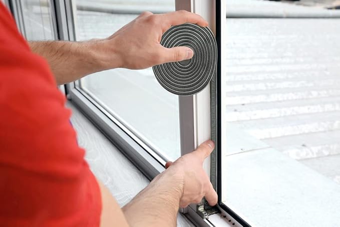 Bruiefpap 39.4FT Weather Stripping for Doors and Windows, Self-Adhesive Soundproofing Door Seal, Door Insulation for Sliding, Exterior, Frames and Front, 0.35'' Wide x 0.35'' Thick, Grey