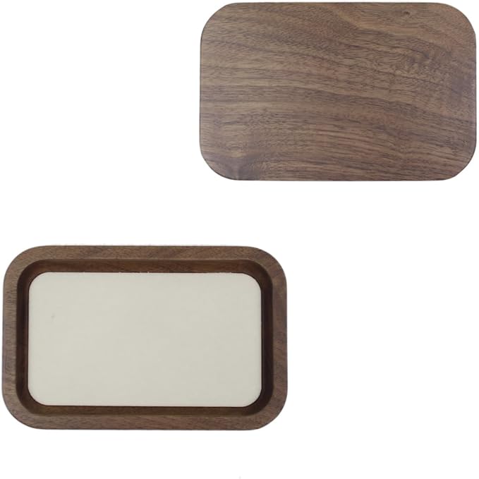 Walnut Solid Wood Square Jewelry Display Tray for Elegant Presentation of Your Finest Pieces, Perfect for Personal Use Men Gift White