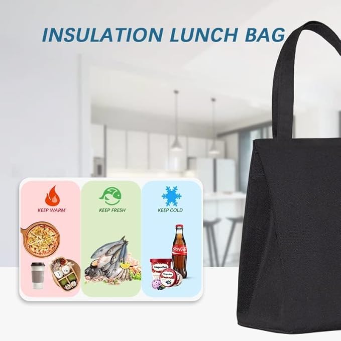 iknoe Insulated Lunch Bag for Women & Adults, 9L Foldable Wide-Open Cooler Bag with Pockets, Leakproof & Portable, for Picnic, Office, Beach (PureBlack)