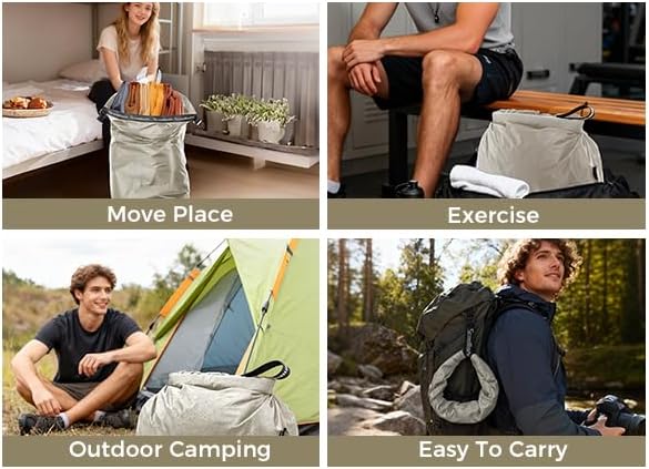 Travel Laundry Bag, Pump-Free Vacuum Storage Bag, Reusable Compression Dirty Clothes Travel Bag, Waterproof Wet Dry Bags, Large Capacity Space Saver Bags, Camp Clothes Organizer (1 Pc) (Gray, L)