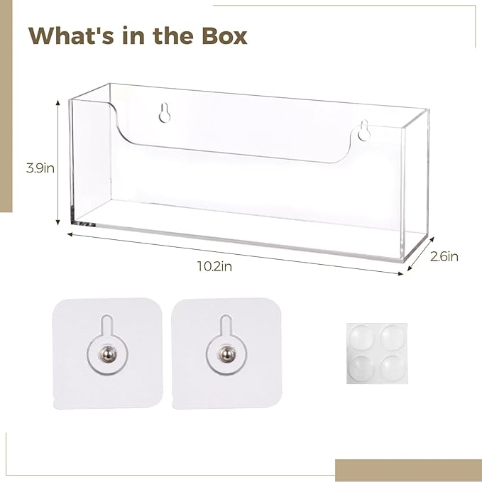 Homaisson Clear Acrylic Mail Holder Box for Desk or Wall Mount, Mail Organizer Countertop, Modern Wall Mounted or Tabletop Mailbox, Letter Storage Organizer Box