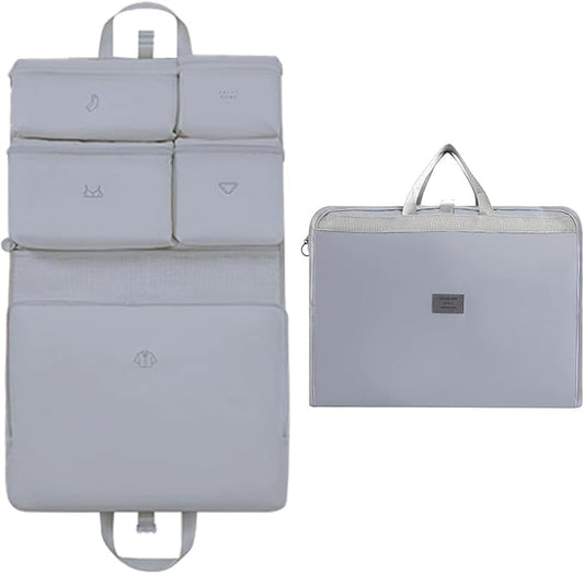 7-in-1 Travel Storage Bag, Foldable Hanging Packing Cube with Compartments for Clothes, Gray