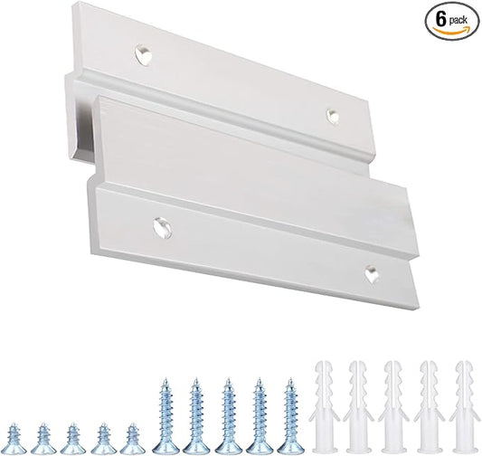 French Cleat Picture Hanger, Aluminum Z Hanger Interlocking Wall Mounting Bracket Hardware Kit Z Clips for Hanging Wall Painting, Mirrors, Panels, Artwork, Cabinet, Whiteboard (4inch-6Pairs)