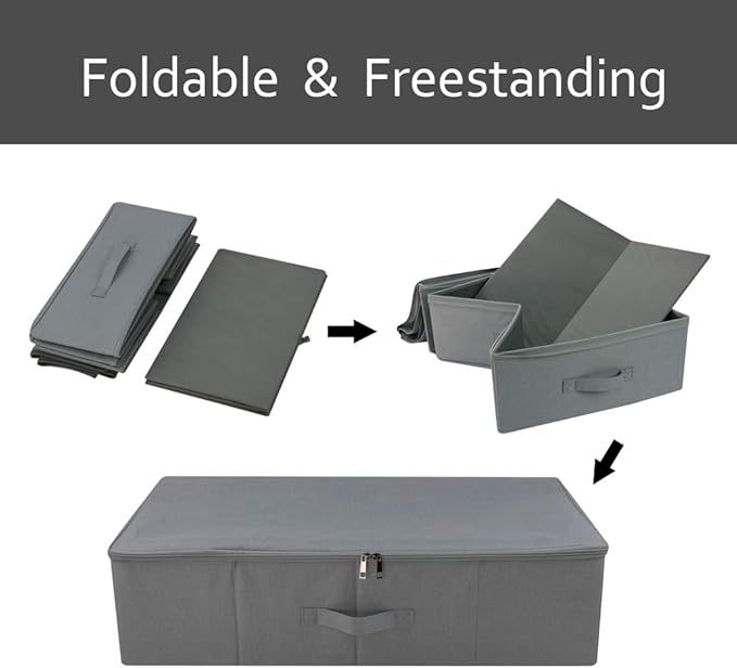 iwill CREATE PRO Under Bed Storage Container, Underbed Shoe Storage Organizer Box with Lid,Dark Gray