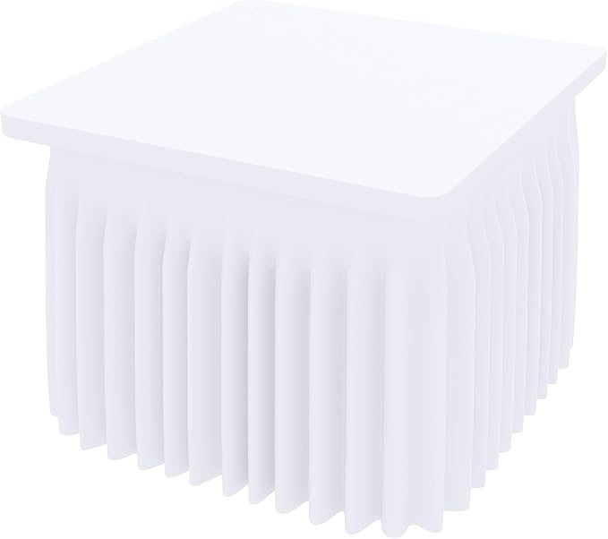 Smiry Spandex Tablecloth, Elastic Fitted Stretch Tablecloth for 3FT Rectangle Tables, Waterproof Washable Table Cover Skirt for Outdoor, Wedding, Banquet & Parties (White, 34Lx34Wx30H Inch)